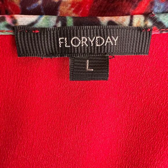 FLORYDAY Maxi Dress Cap Sleeve Floral Abstract Print in Multicolor Women's Large - Picture 11 of 11